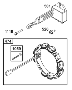 Alternator Group Diagram and Parts List for 356447-3530-B5 200000 - 399999 Briggs and Stratton Engine